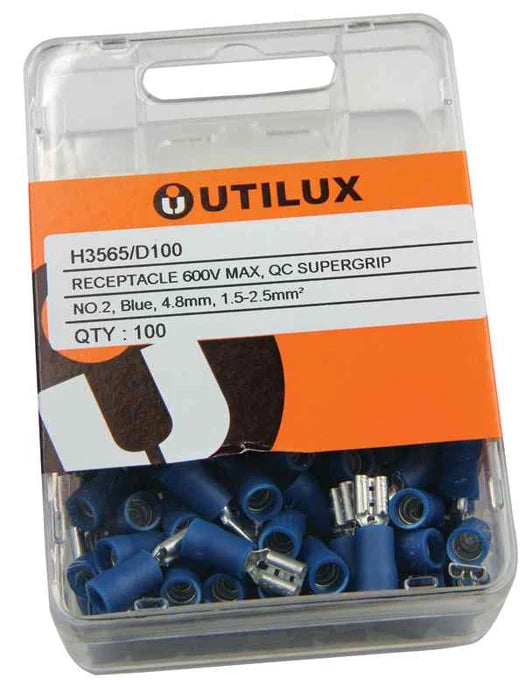Utilux 100PKT  PRE-INSULATED S/GRIP BL 1.5-2.5MM REC/4.8MM