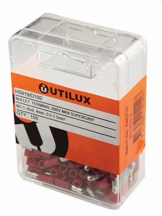 Utilux 100PKT  PRE-INSULATED RD 0.5-1.5MM BULLET