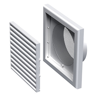 Smooth-Air Grille louvre wall/ceiling Plastic 150spigot 186sq &screen
