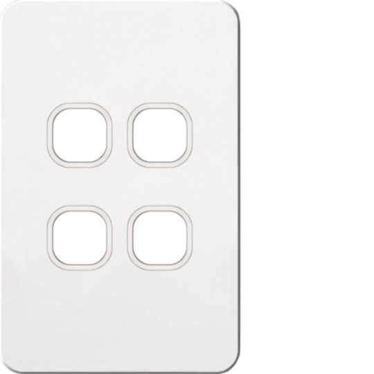 Hager Silhouette 4 Gang Plate Hybrid Matt White