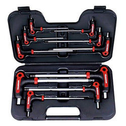 AmPro T22902 T-Handle Hex Wrench Set 10pc - AF - Ball End (5/64',