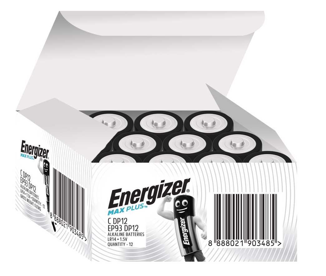 Energizer E302286000 Battery 1.5V C Size Alkaline Max Plus Industrial ...
