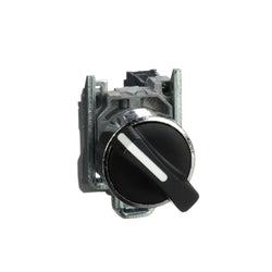 Schneider Harmony XB4, Selector Switch, Metal, Black, 22mm, 2 Positions, Spring Return, 1 NO