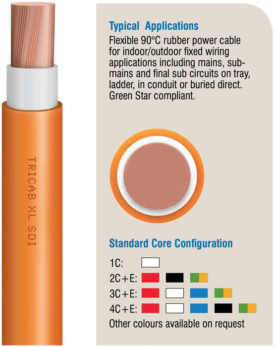 Triangle XL-PAXN/5C10BK 10mm 4C+E Flex Fixed XLPE OR Cable