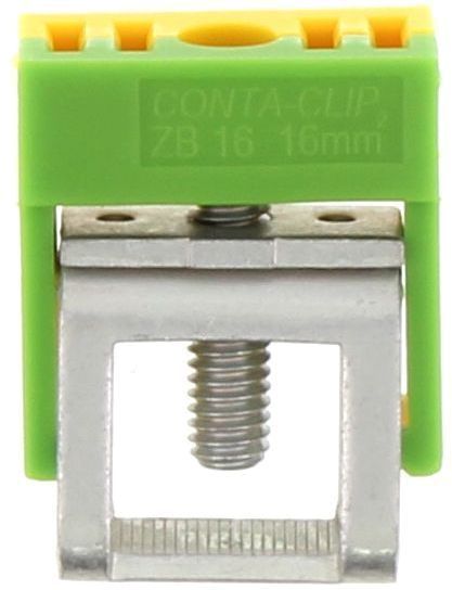Conta-Clip Clamping Yoke 16mm suitable for 10x3mm Busbar with Green/Yel