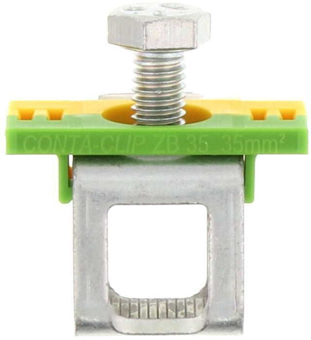 Conta-Clip Clamping Yoke 35mm suitable for 10x3mm Busbar with Green/Yel