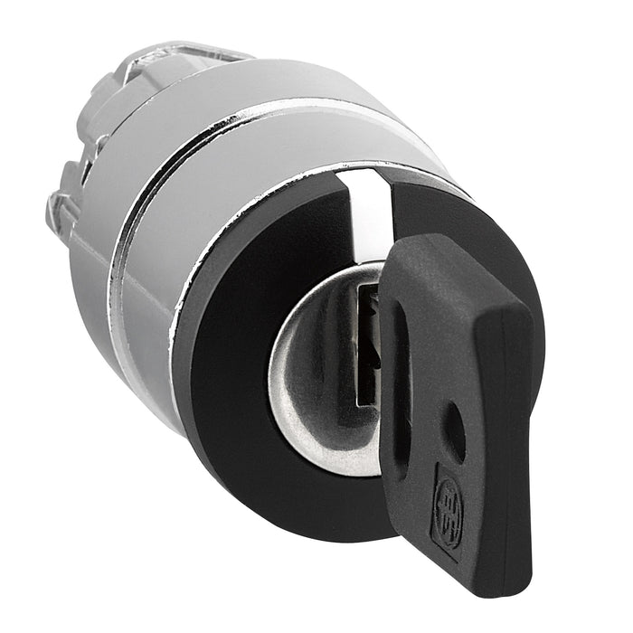 Schneider Harmony XB4, Key switch selector head, metal, black, 22mm, key nÃƒâ€šÃ‚Â°455, 3 positions, spring right to center