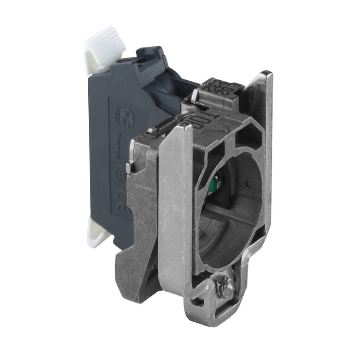 Schneider Harmony XB4, Single contact block with body/fixing collar, metal, spring clamp terminal, 1 NO