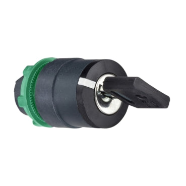 Schneider Harmony XB5, Key switch selector head, plastic, black, 22mm, key nÃƒâ€šÃ‚Â°458A, 2 positions, stay put