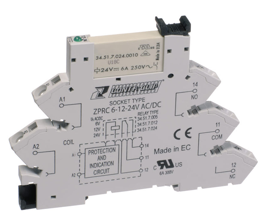 Conta-Clip Single Pole Relay & Base - 24VAC/DC Coil - 6 Amp (15519.2)