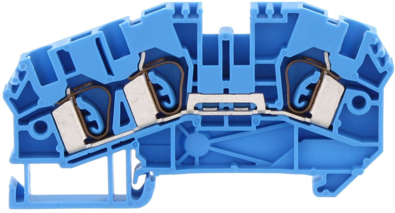 Conta-Clip Single Level 4mm 3 Connection Spring Clamp Terminal Block (B