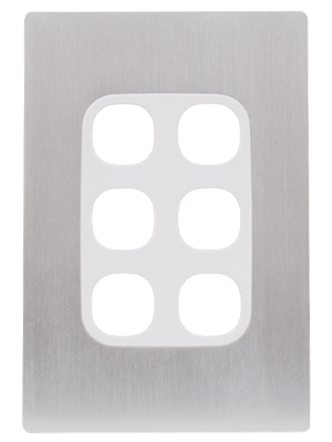 Vynco S/G Urban Switch 6G Plate Only White Silver Metal