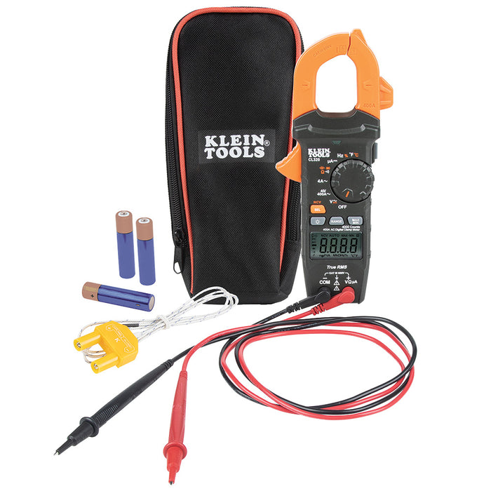 Klein 400A AC HVAC TRMS Clamp Meter W/Temp DC Micro Amps