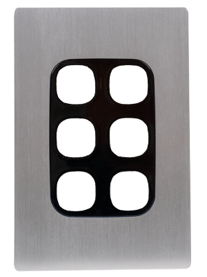 Vynco S/G Urban Switch 6G Plate Only Black Silver Metal