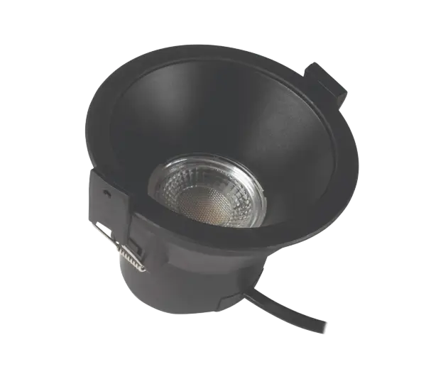 CASSIE 8W CCT4 selectable LED downlight with reflector IP44 dimmable black