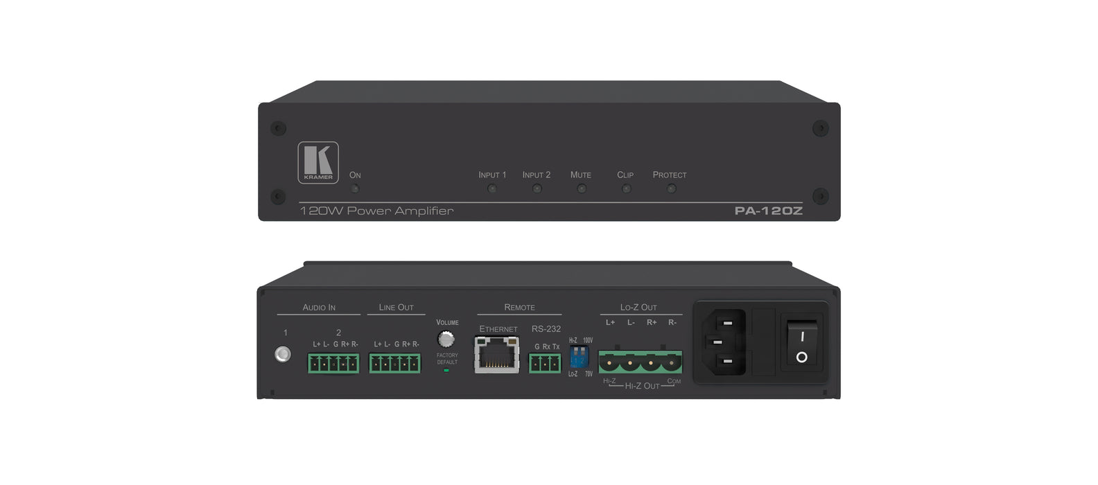 Kramer 120W Controllable Power Amplifier 120w @ 70V/100V or 2x60W @
