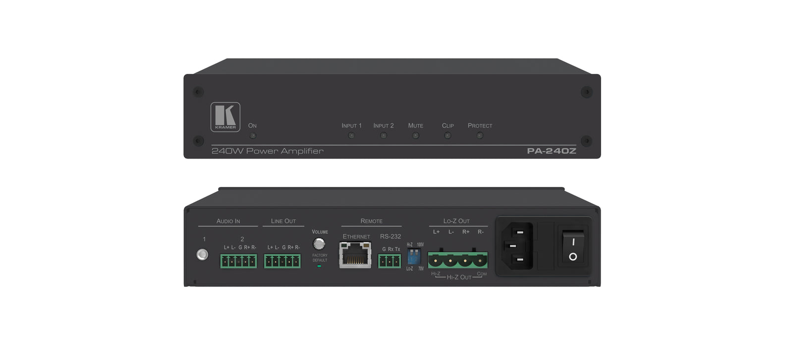 Kramer 240W Controllable Power Amplifier 240w @ 70V/100V or 2x120W