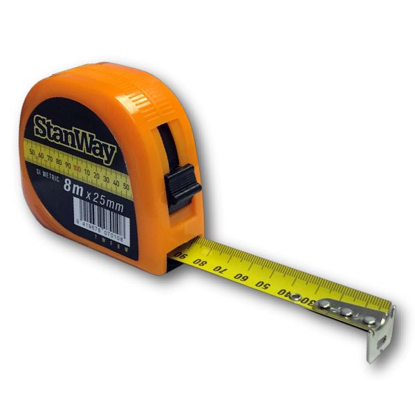 STNWAY #TWF8M FLURO BUILDERS TAPE - 8m x 25mm